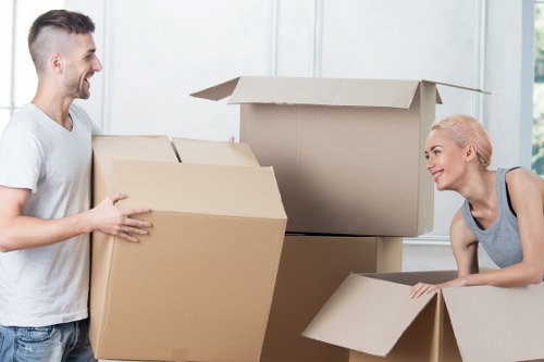 Neatly stacked boxes and household items in a Seven Sisters storage space
